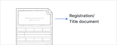 Registration or title document, with the status area marked