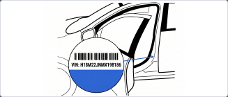 VIN plate on the driver’s side doorjamb